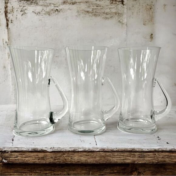 Clear Blown Glass Flared Highball Beer Beverage with Applied Handle Stein Glass - Picture 1 of 16